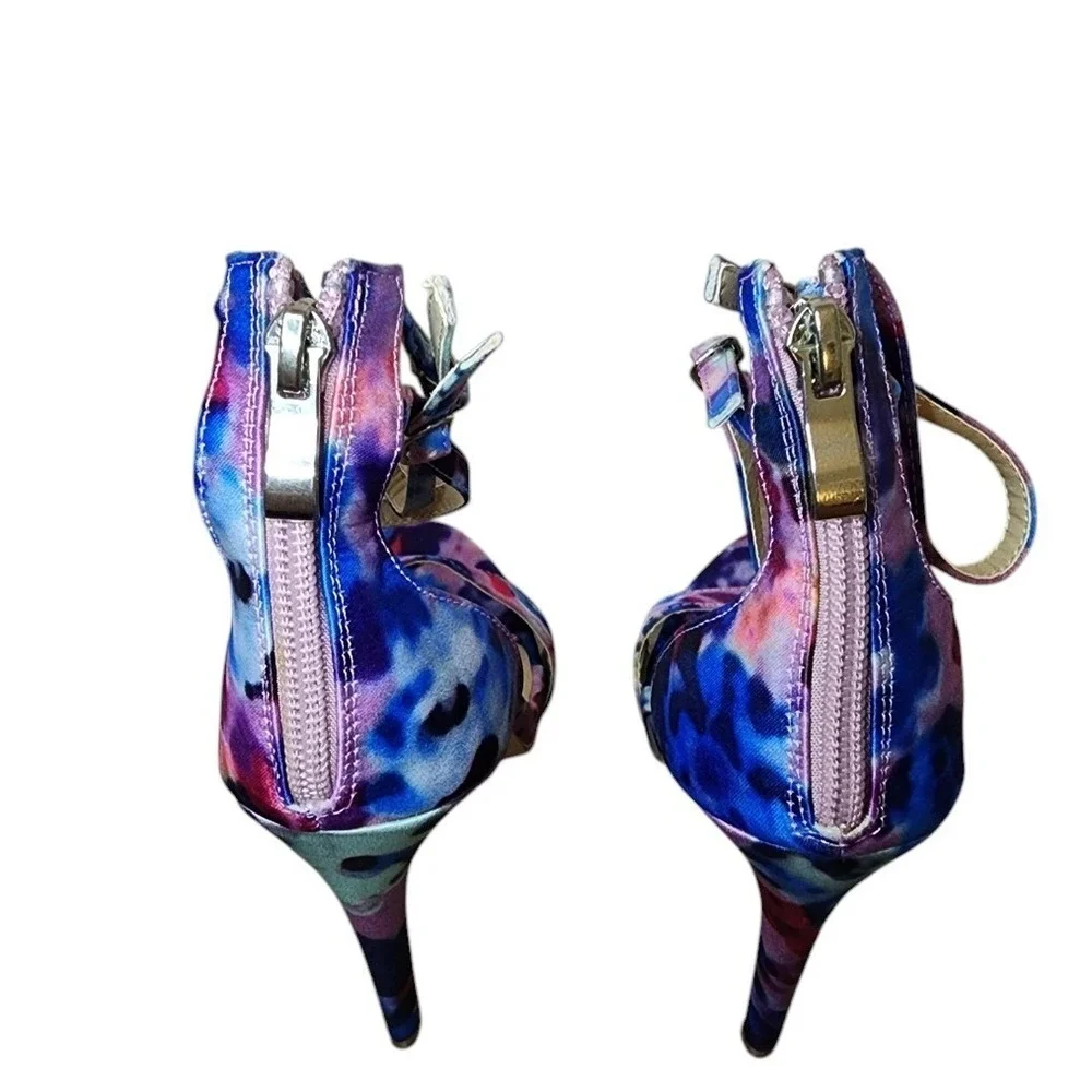 JustFab Multicolor Tie Dye Stiletto Heels Womens Size 7.5 Ankle Strap
